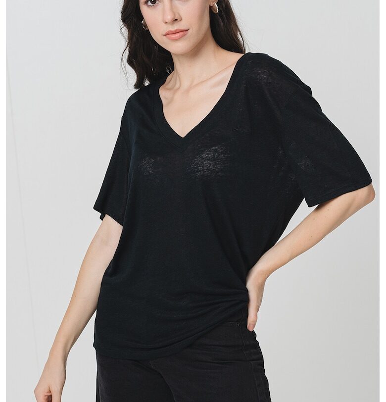 Ленена тениска Ela с шпиц BOSS