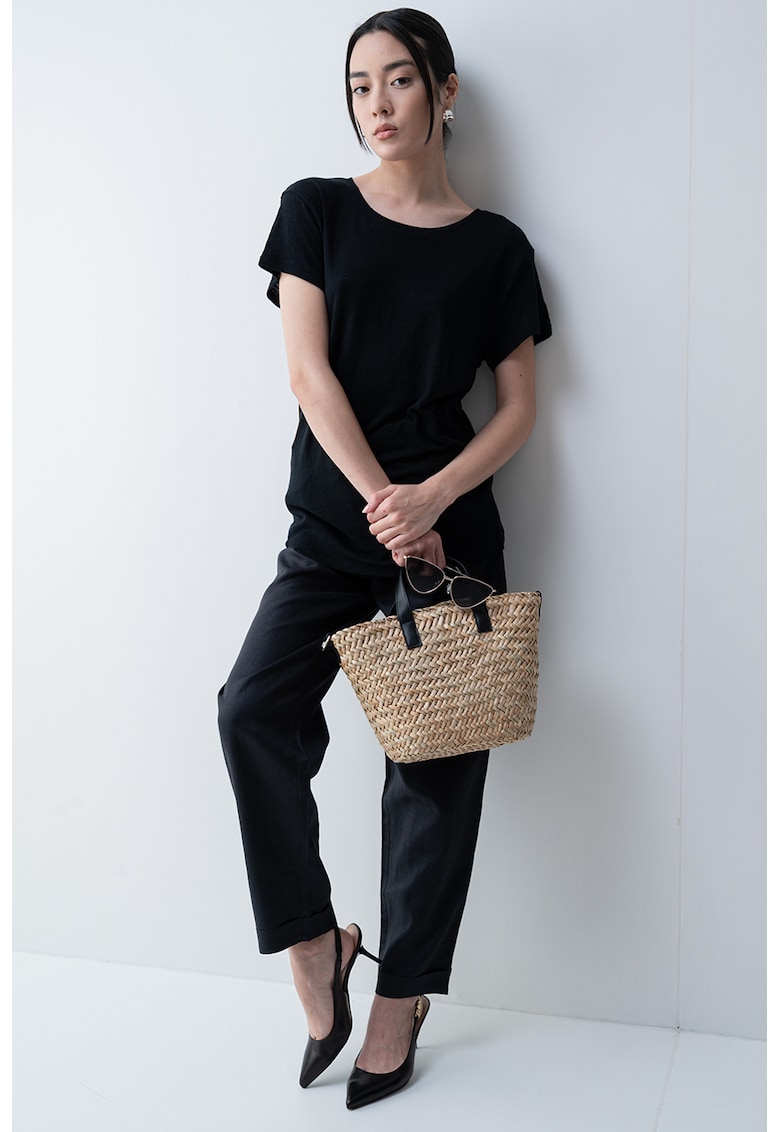 Ленена тениска Evelina с овално деколте BOSS