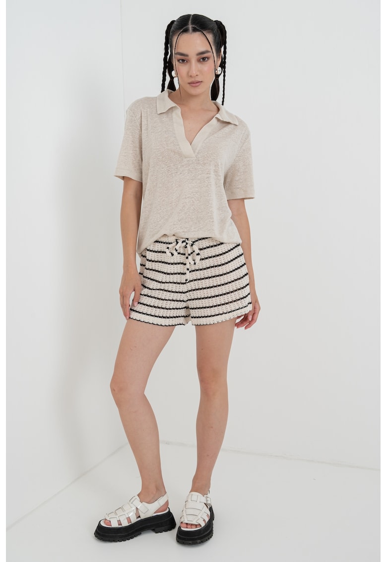 Ленена тениска с яка United Colors of Benetton