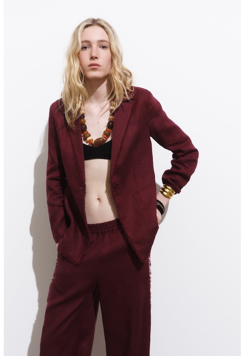 Ленено сако с двойни ревери Mango