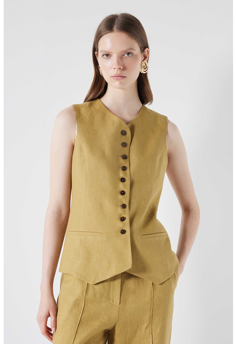 Ленено сако с копчета - без ръкави Ipekyol
