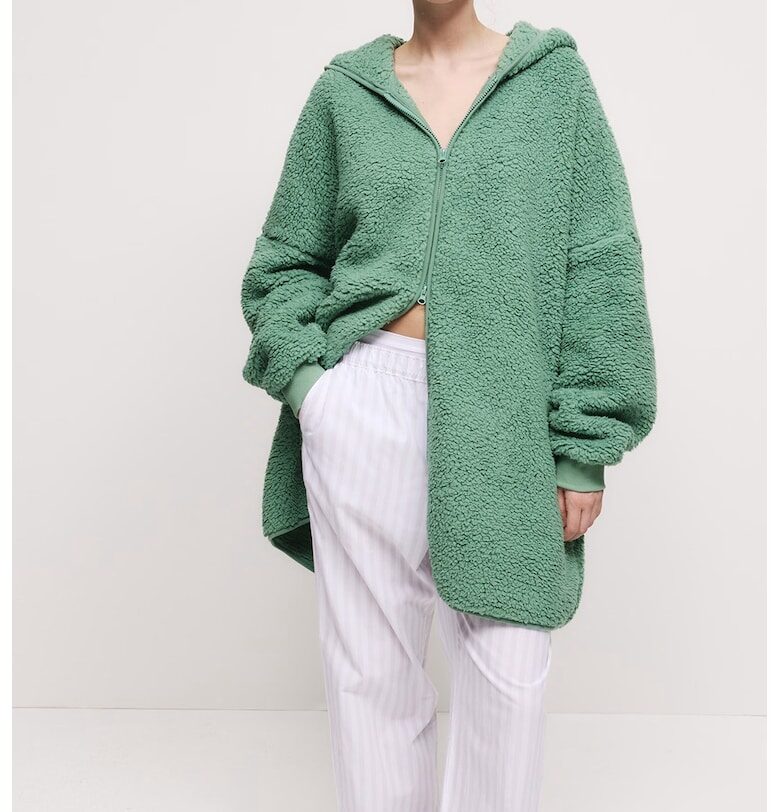 Мъхеста нощница с цип и качулка Marks  Spencer