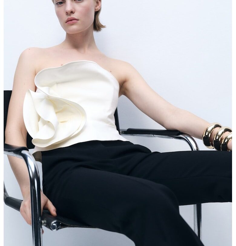 Набран топ с памук Mango