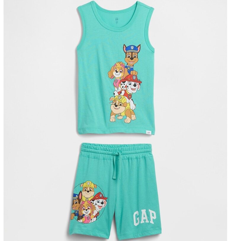 Облекло с принт - 2 части - Тюркоаз - Светлокафяв - GAP