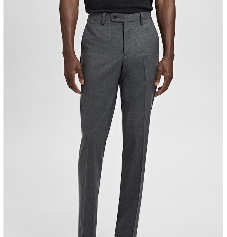 Официален слим панталон от необработена вълна Mango