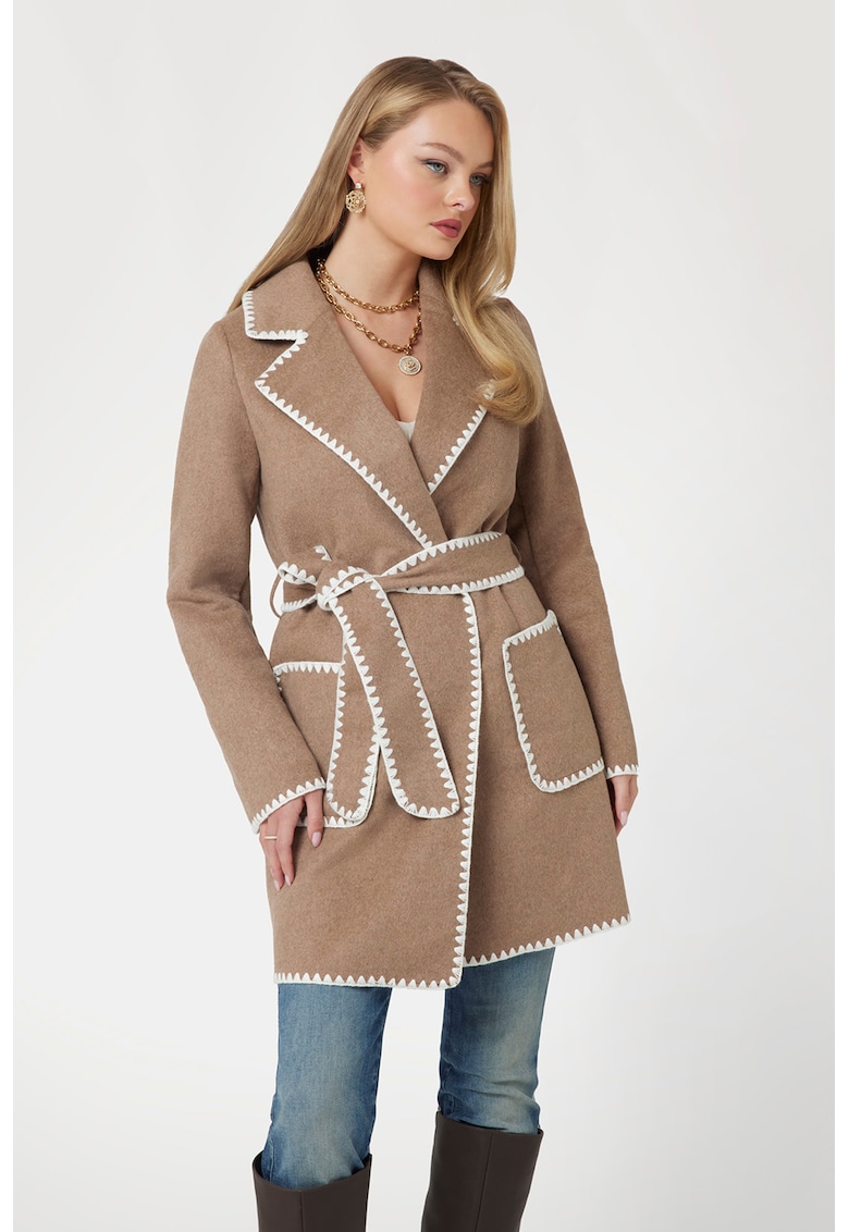 Палто с вълна с връзка GUESS