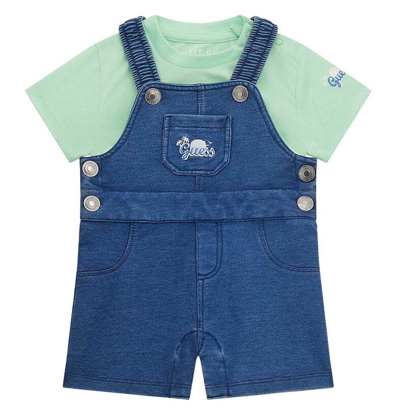 Памучен гащеризон и тениска 2 части GUESS KIDS
