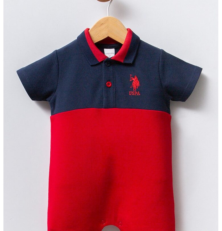 Памучен гащеризон с двуцветен дизайн US Polo Assn