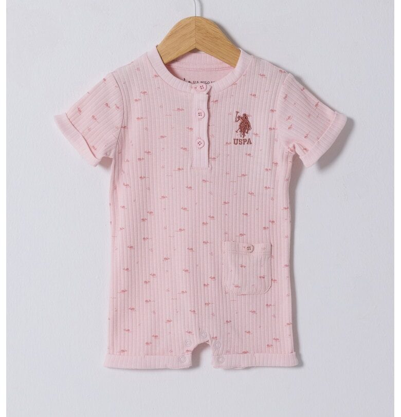 Памучен гащеризон с принт US Polo Assn