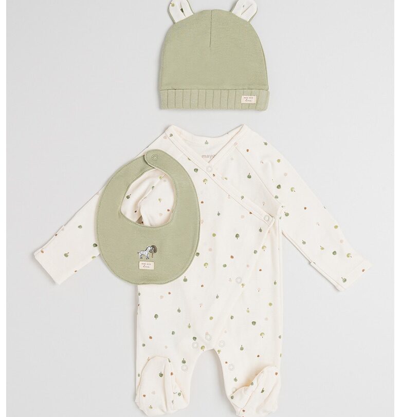 Памучен гащеризон - шапка и лигавник - 3 части Mayoral