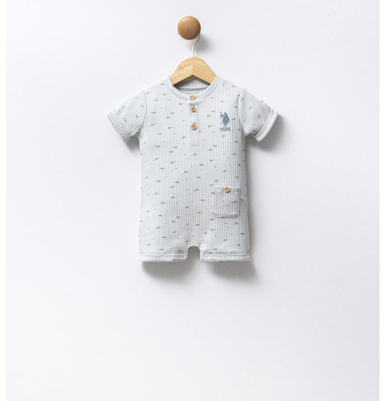 Памучен къс гащеризон с графика US Polo Assn