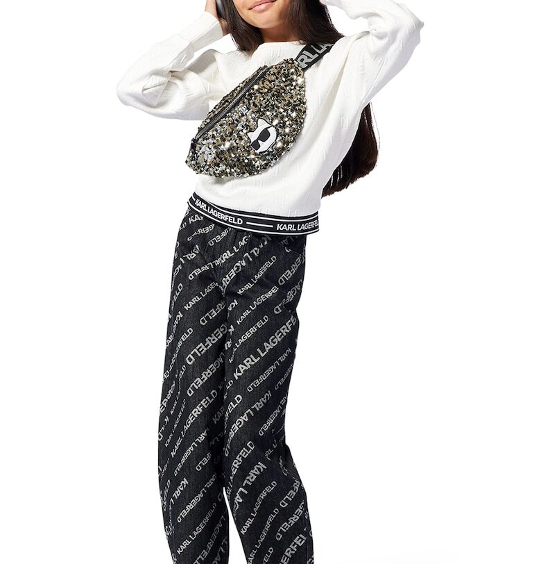 Памучен панталон с десен KARL LAGERFELD KIDS