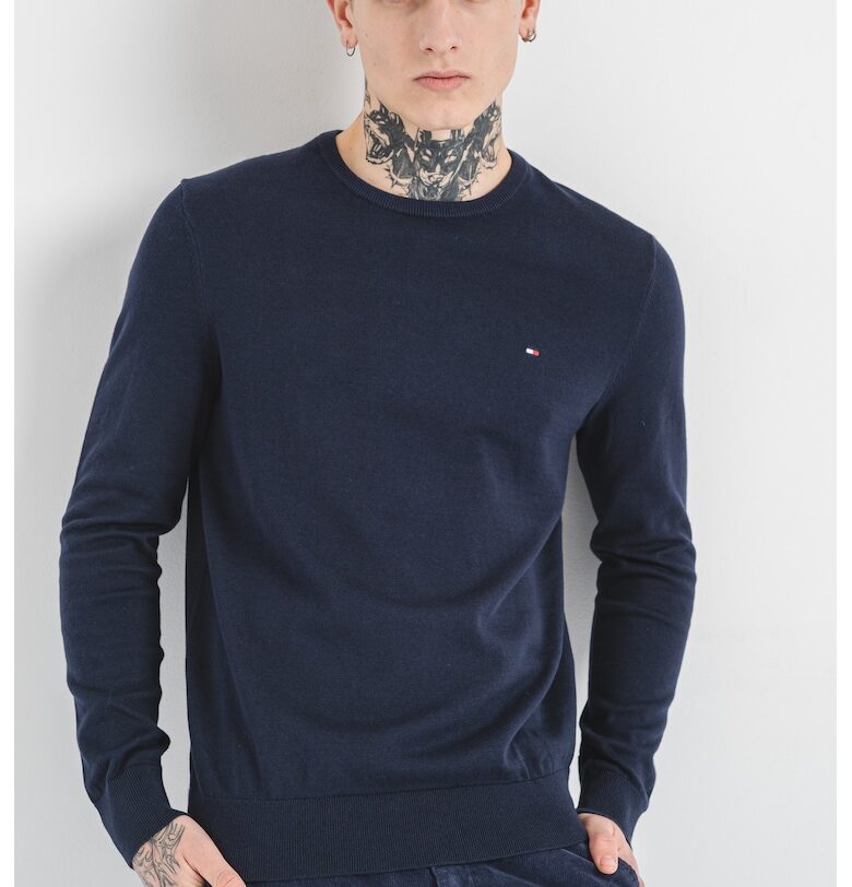Памучен пуловер с овално деколте Tommy Hilfiger