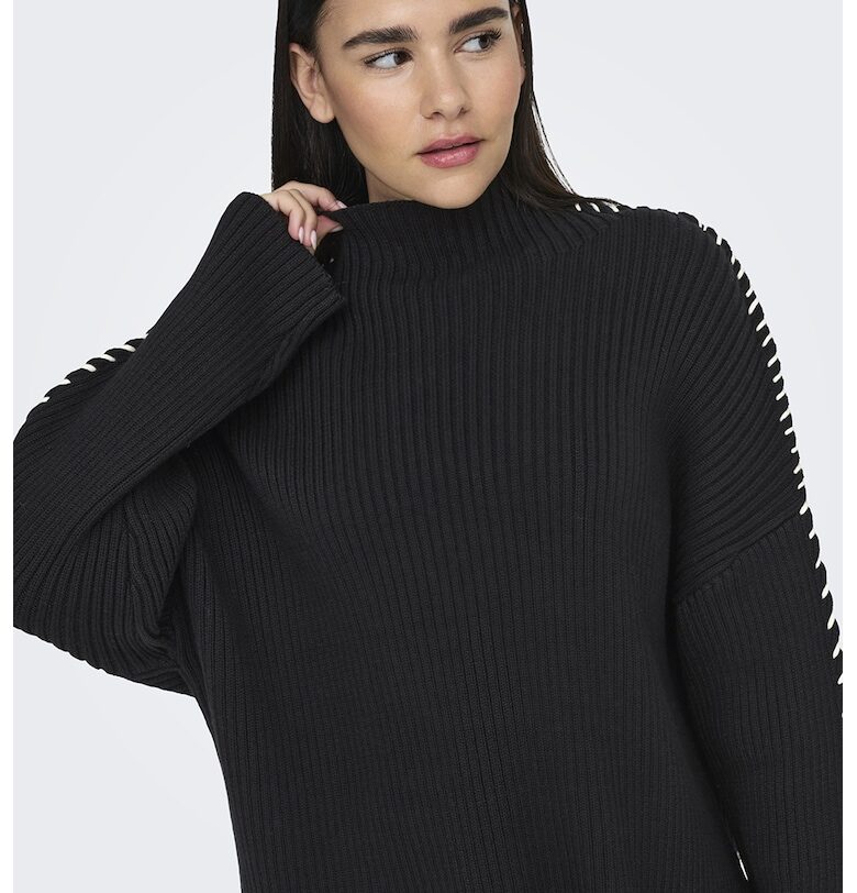 Памучен пуловер с паднали ръкави Only