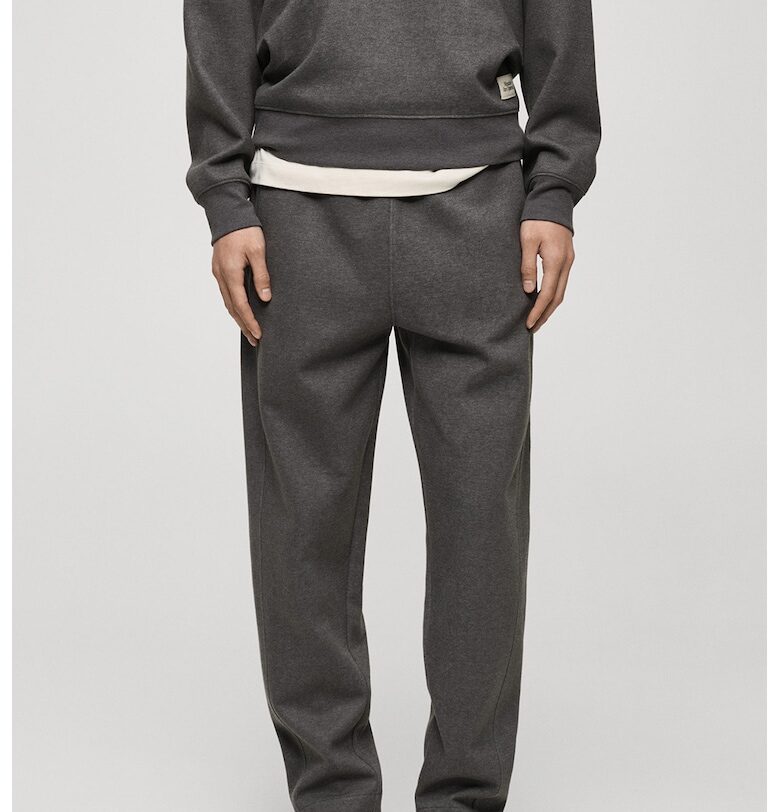 Памучен спортен панталон с бродерии Mango