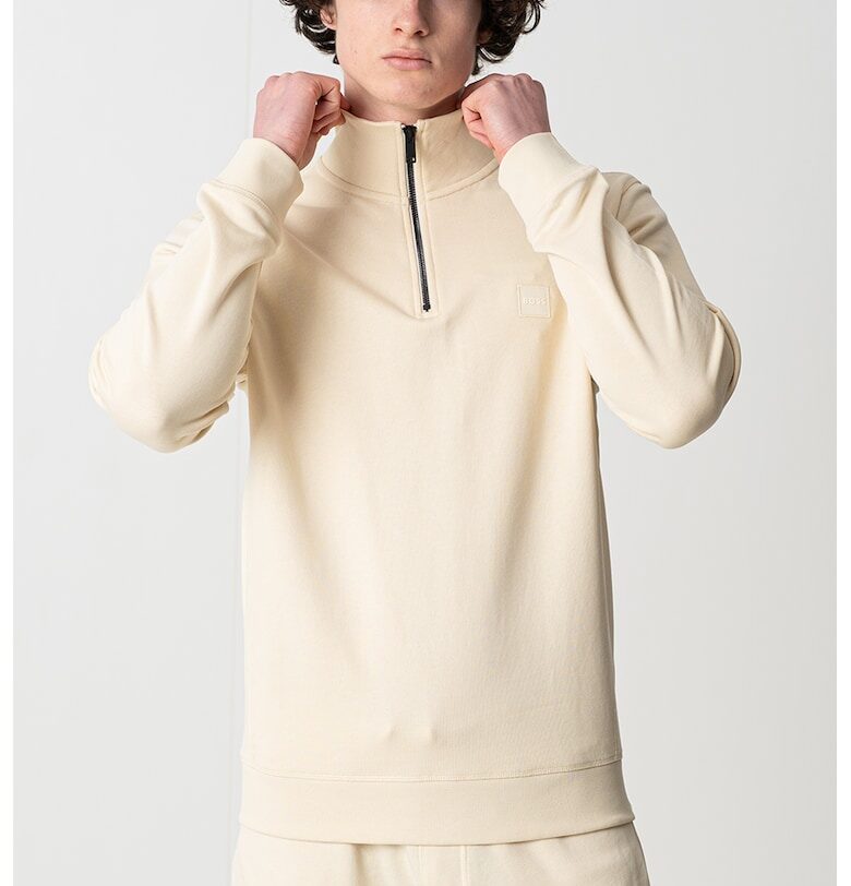 Памучен суитшърт Zetrust с къс цип BOSS