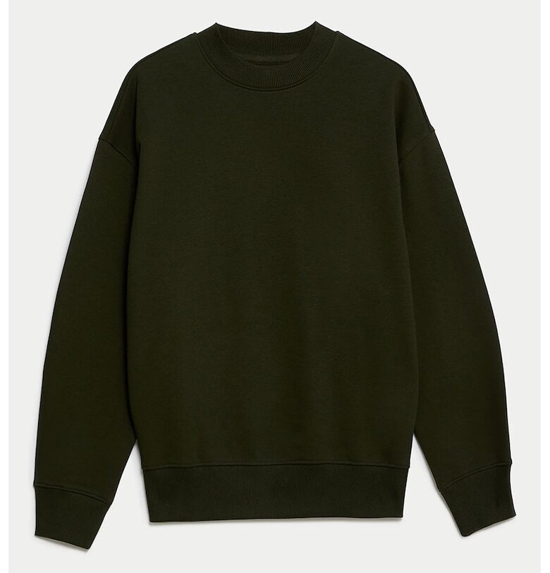 Памучен суитшърт с овално деколте Marks  Spencer