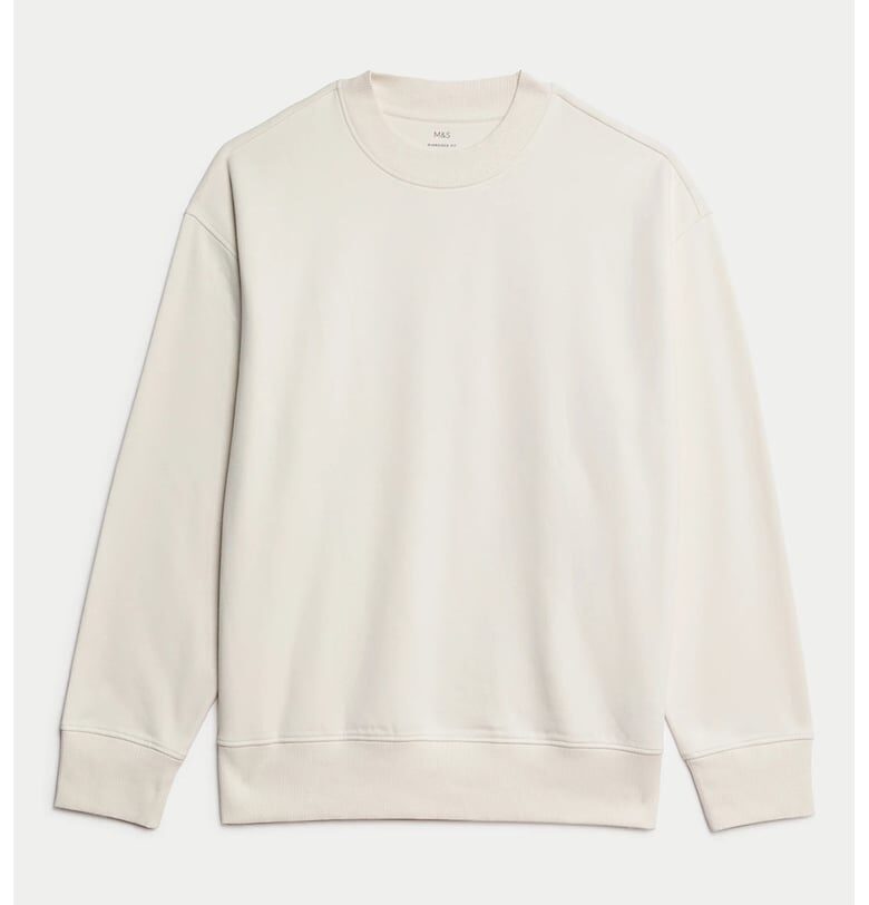 Памучен суитшърт с овално деколте Marks  Spencer