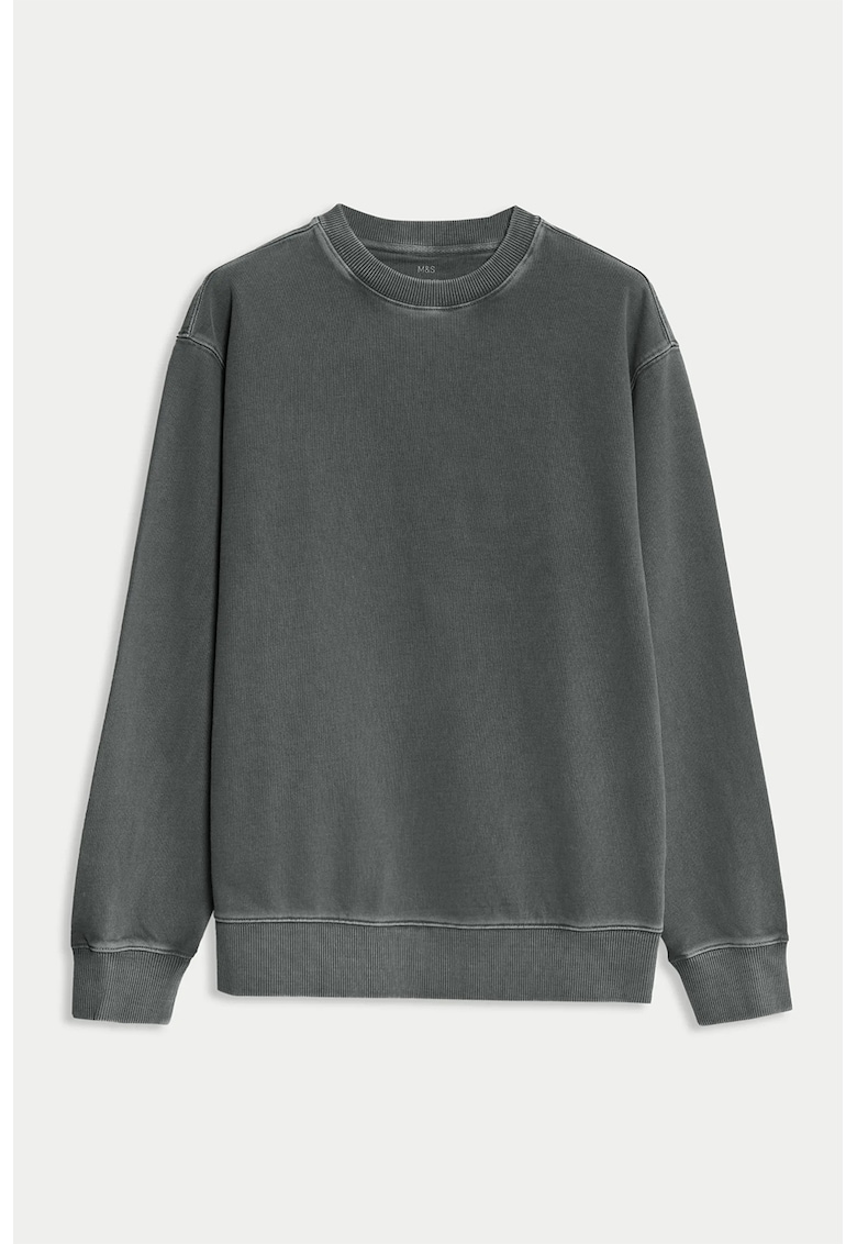 Памучен суитшърт с овално деколте Marks  Spencer