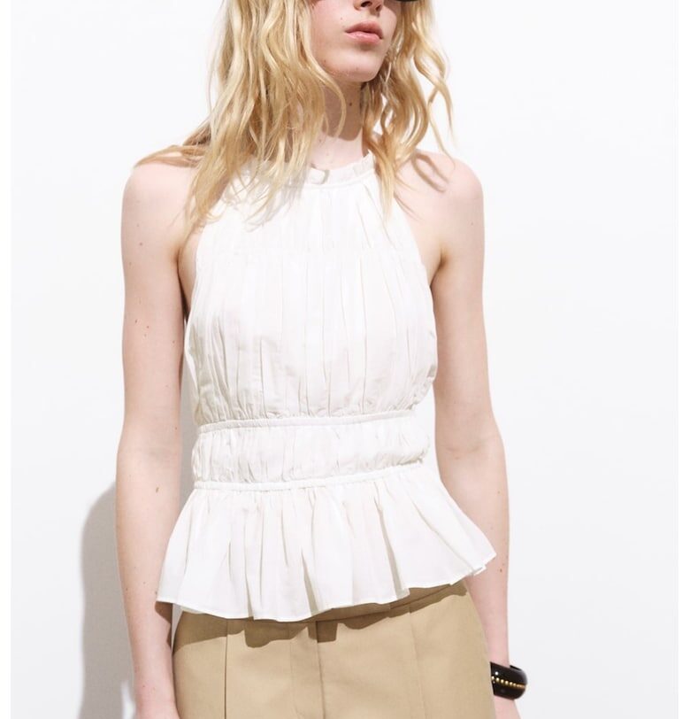 Памучен топ с гол гръб Mango