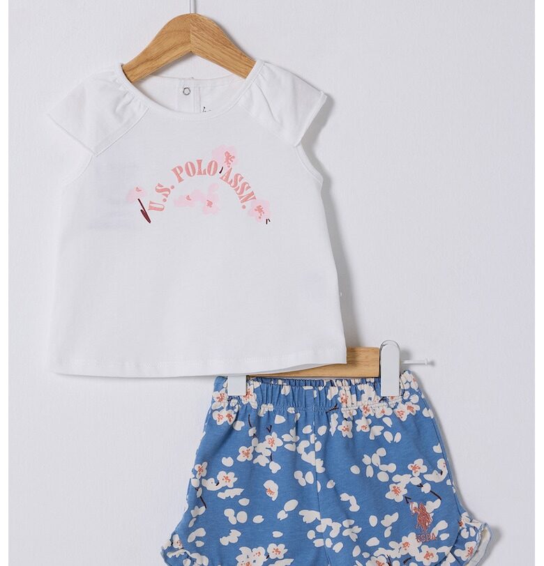 Памучен топ с лого и къс панталон US Polo Assn