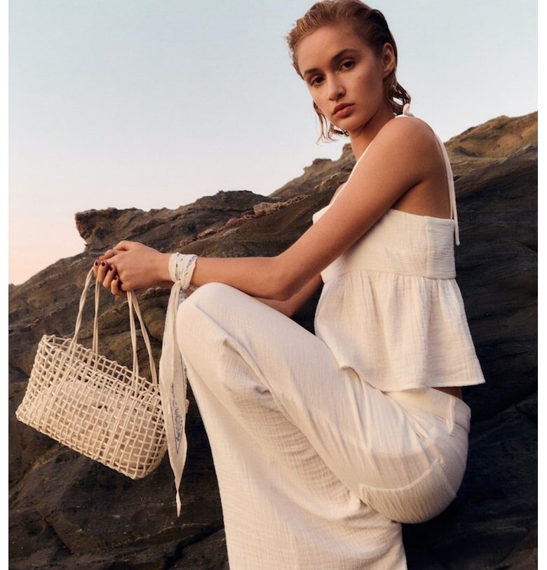 Памучен топ с тънки презрамки Mango