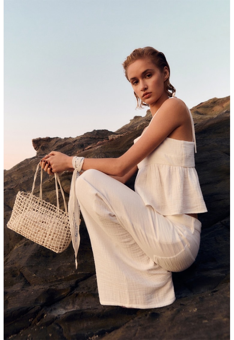 Памучен топ с тънки презрамки Mango