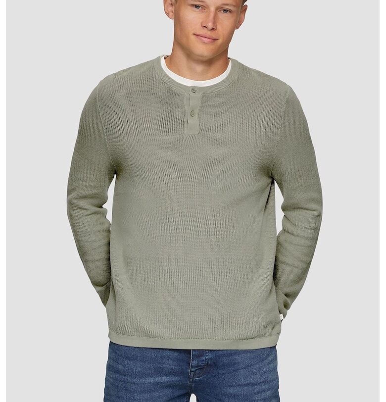 Памучен фино плетен пуловер с копчета QS