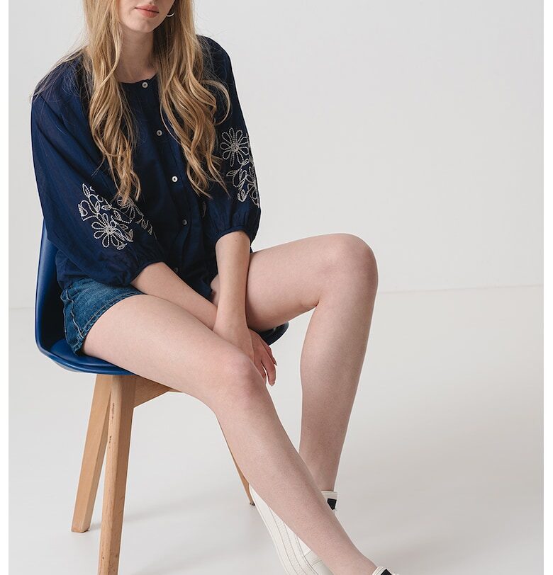 Памучна блуза с бродерии United Colors of Benetton