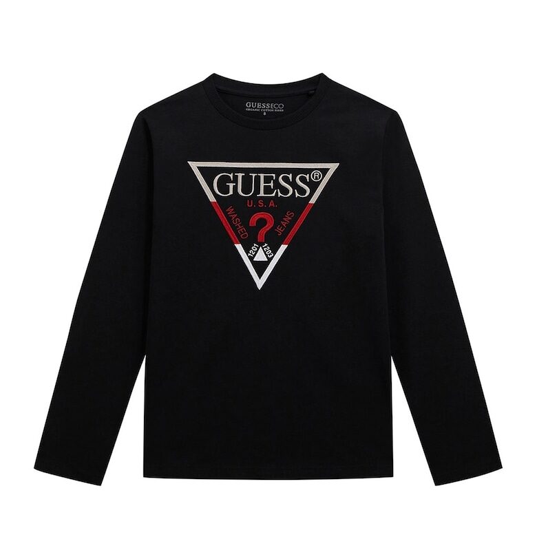 Памучна блуза с бродирано лого GUESS KIDS