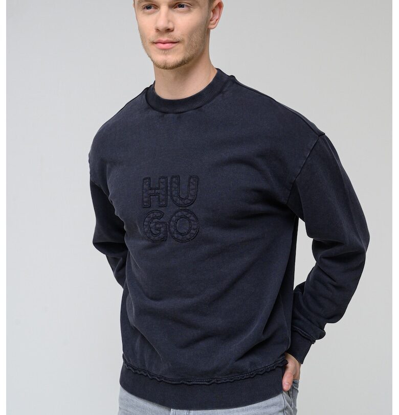 Памучна блуза с бродирано лого HUGO