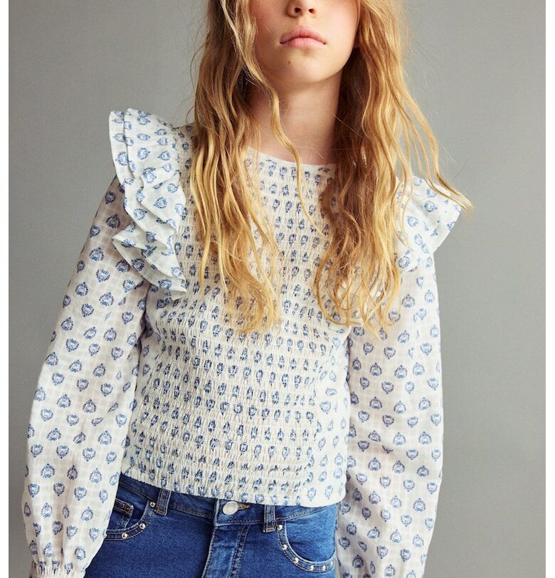 Памучна блуза с дипли Mango