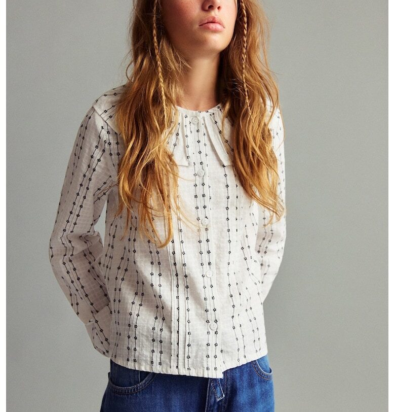 Памучна блуза с яка Babydoll Mango