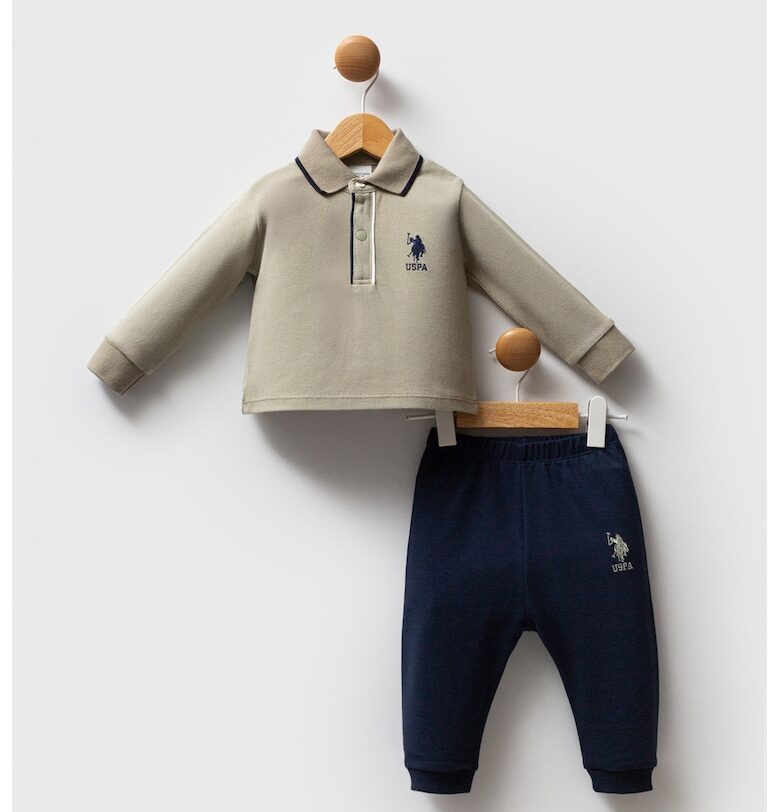 Памучна блуза с яка и спортен панталон - 2 части US Polo Assn