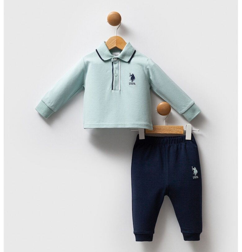 Памучна блуза с яка и спортен панталон - 2 части US Polo Assn