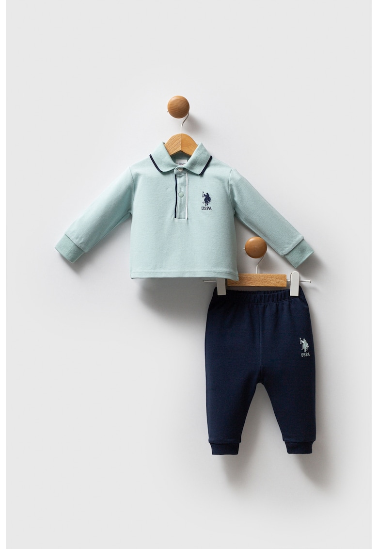 Памучна блуза с яка и спортен панталон - 2 части US Polo Assn