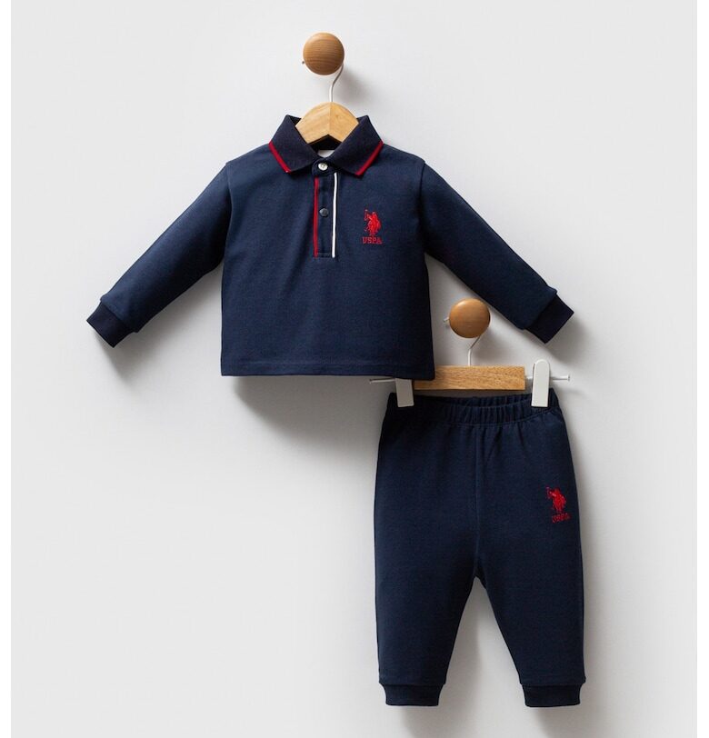 Памучна блуза с яка и спортен панталон - 2 части US Polo Assn