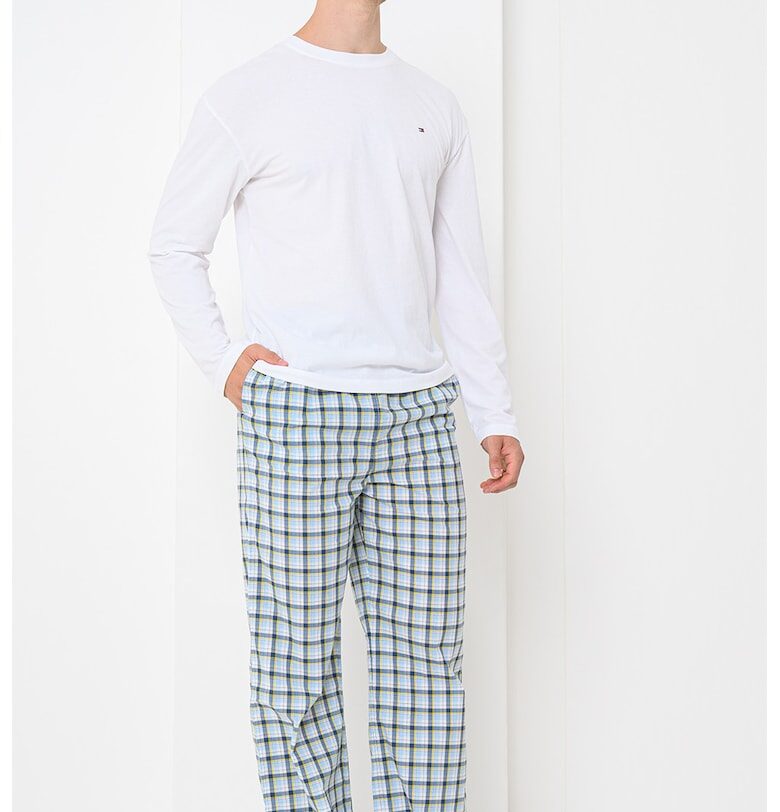 Памучна пижама с кариран панталон Tommy Hilfiger
