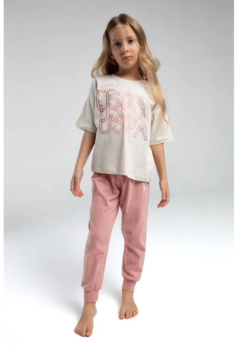 Памучна пижама с лого US Polo Assn