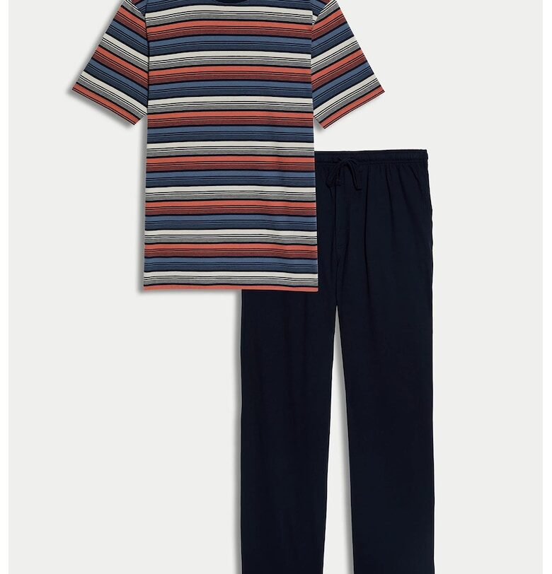 Памучна пижама с райе Marks  Spencer