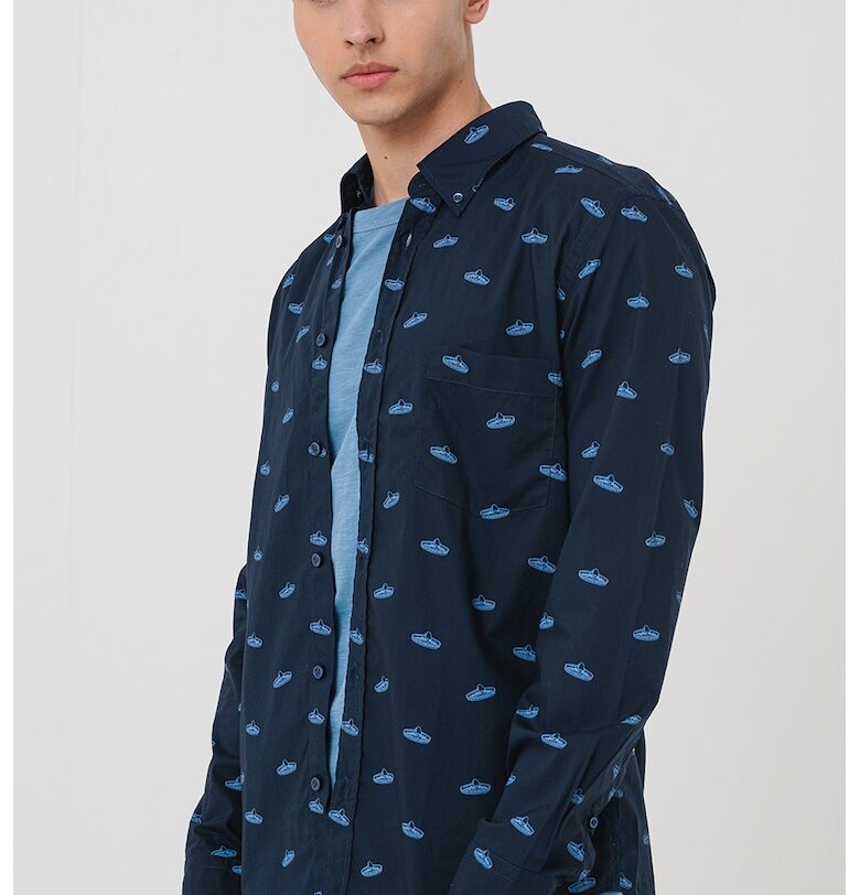 Памучна риза Rickert с десен BOSS