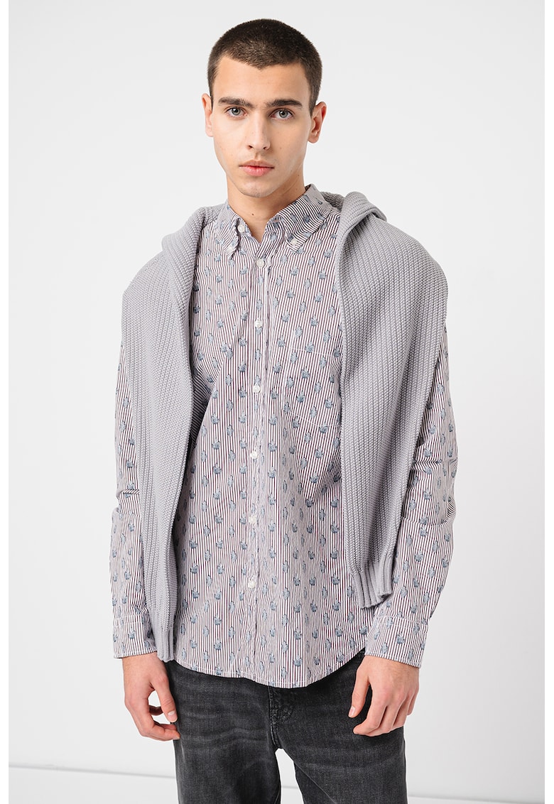 Памучна риза Rickert с десен BOSS