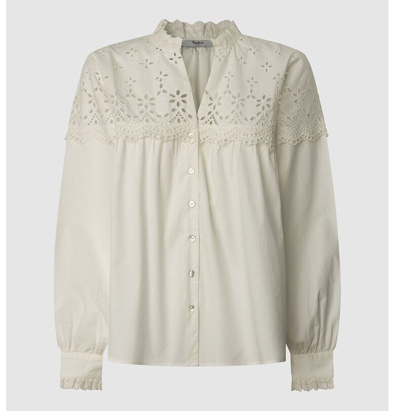 Памучна риза с бродиран панел Pepe Jeans London