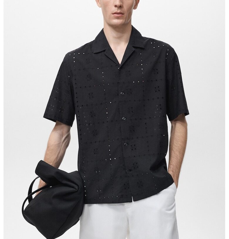 Памучна риза с бродирана дантела Сан Гало Mango