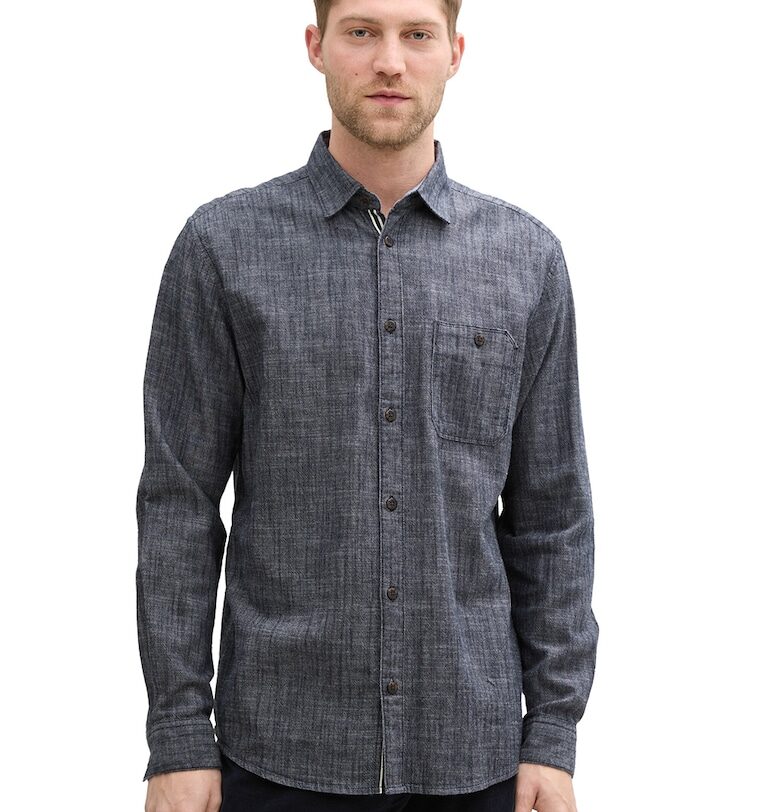 Памучна риза с джоб на гърдите Tom Tailor