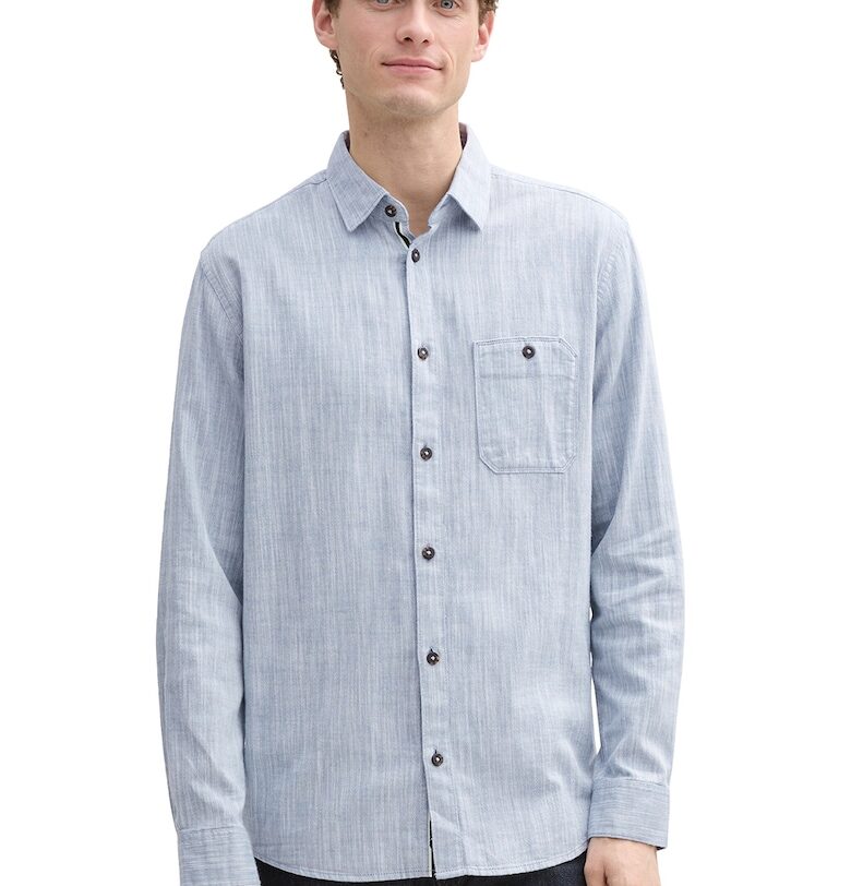 Памучна риза с джоб на гърдите Tom Tailor