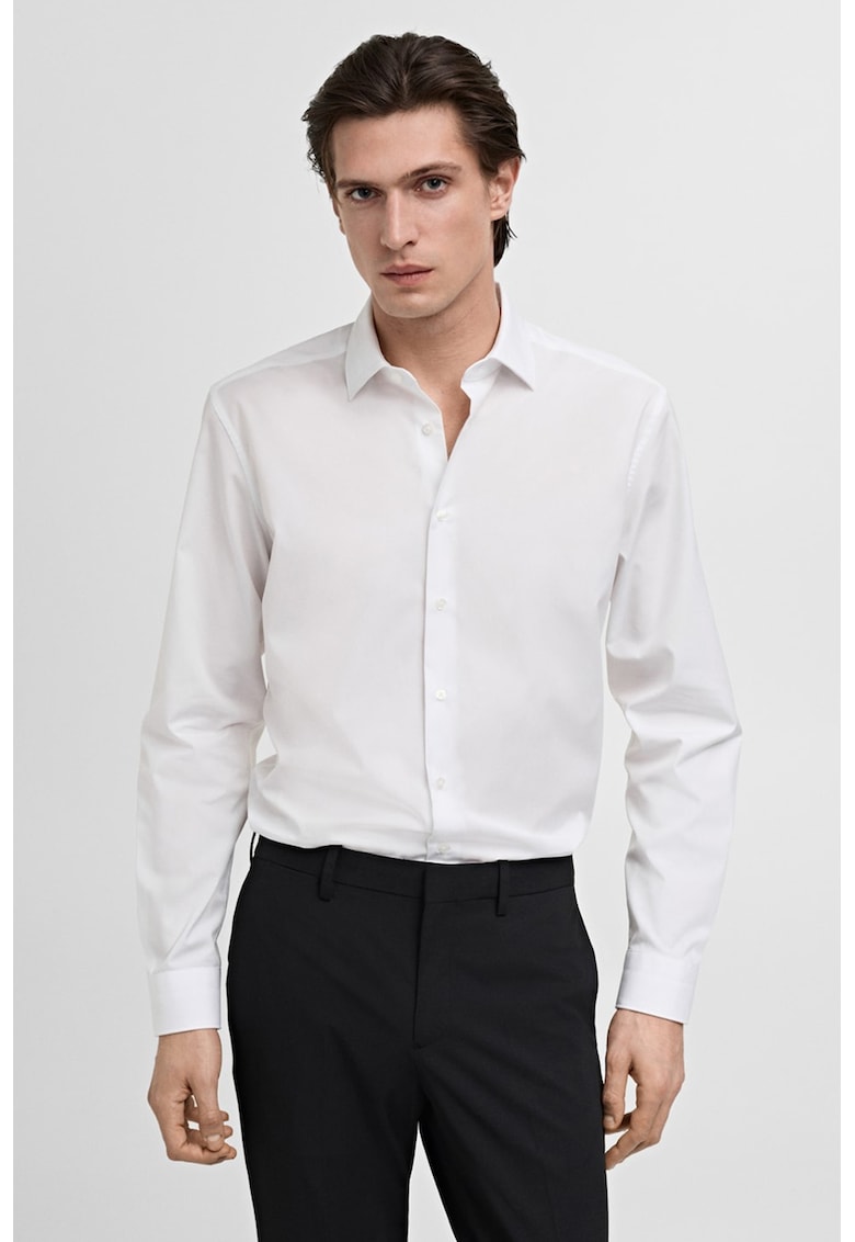 Памучна риза с класическа яка Mango