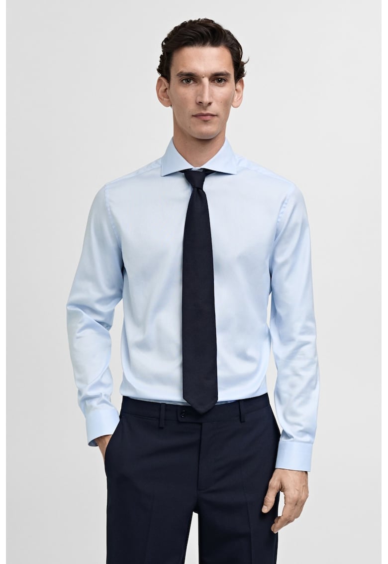 Памучна риза с класическа яка Mango