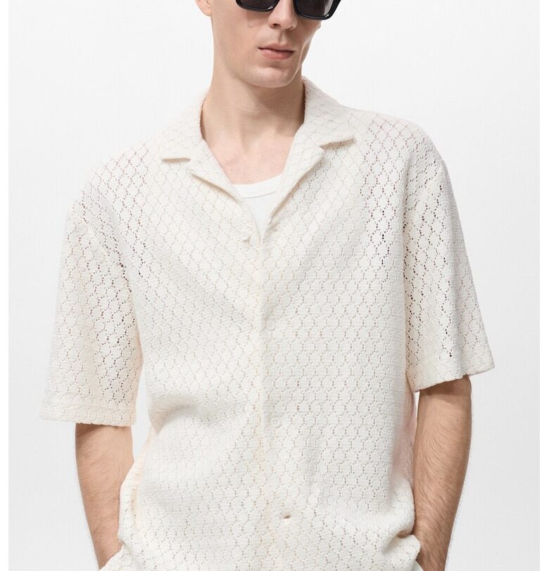 Памучна риза с кроше Mango