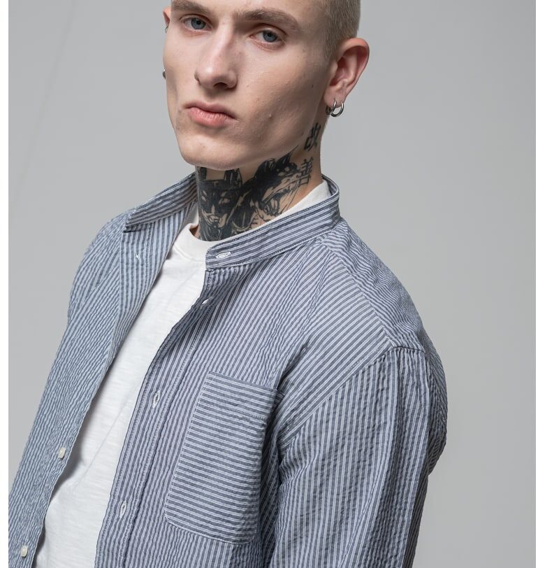 Памучна риза с ниска овална яка United Colors of Benetton